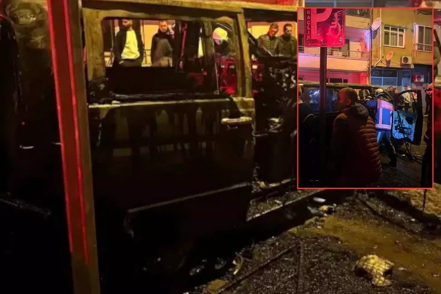 Park halindeki minibüs alev topuna dönüştü