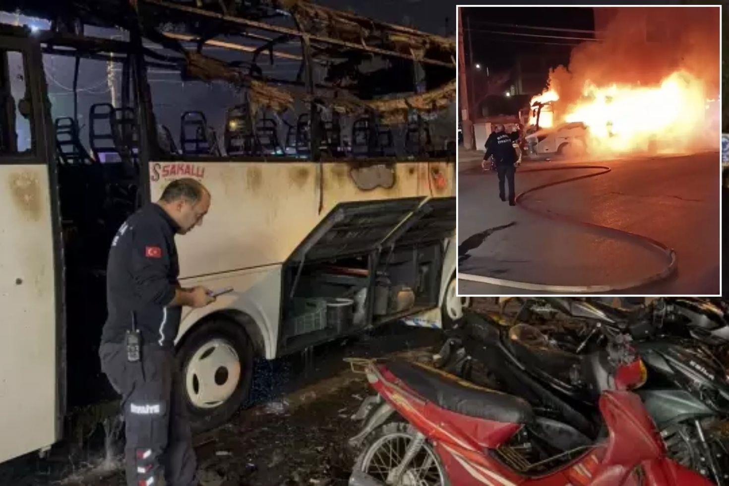 Minibüste çıkan yangın, park halindeki 5 motosiklete sıçradı