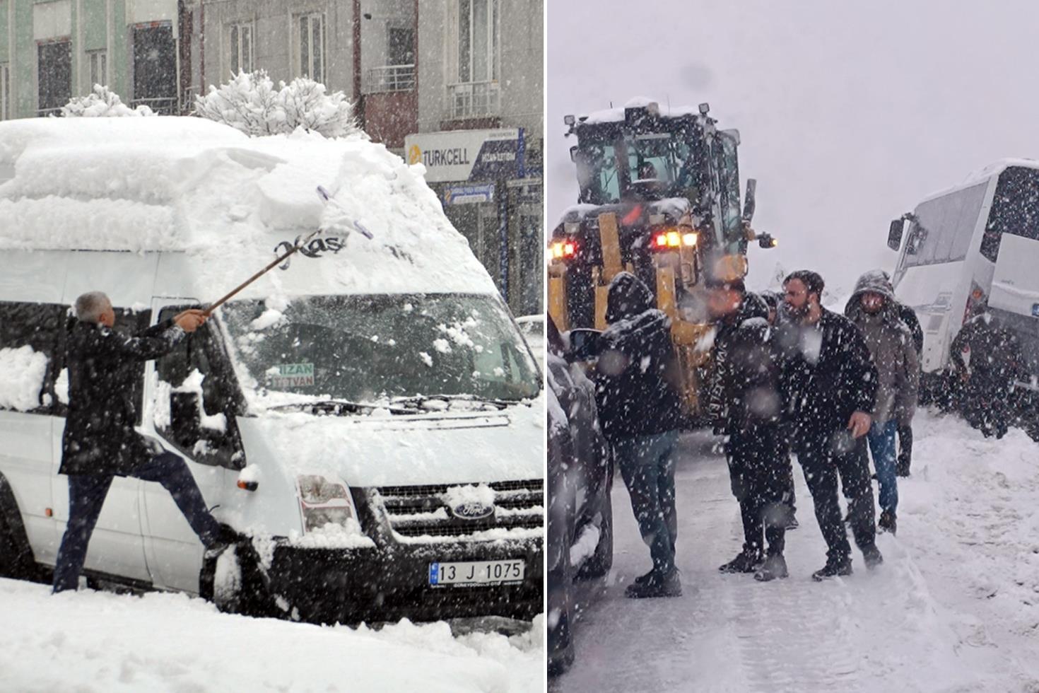 Kara kış resmen bastırdı Şehir merkezleri beyaza büründü, onlarca köye ulaşım yok
