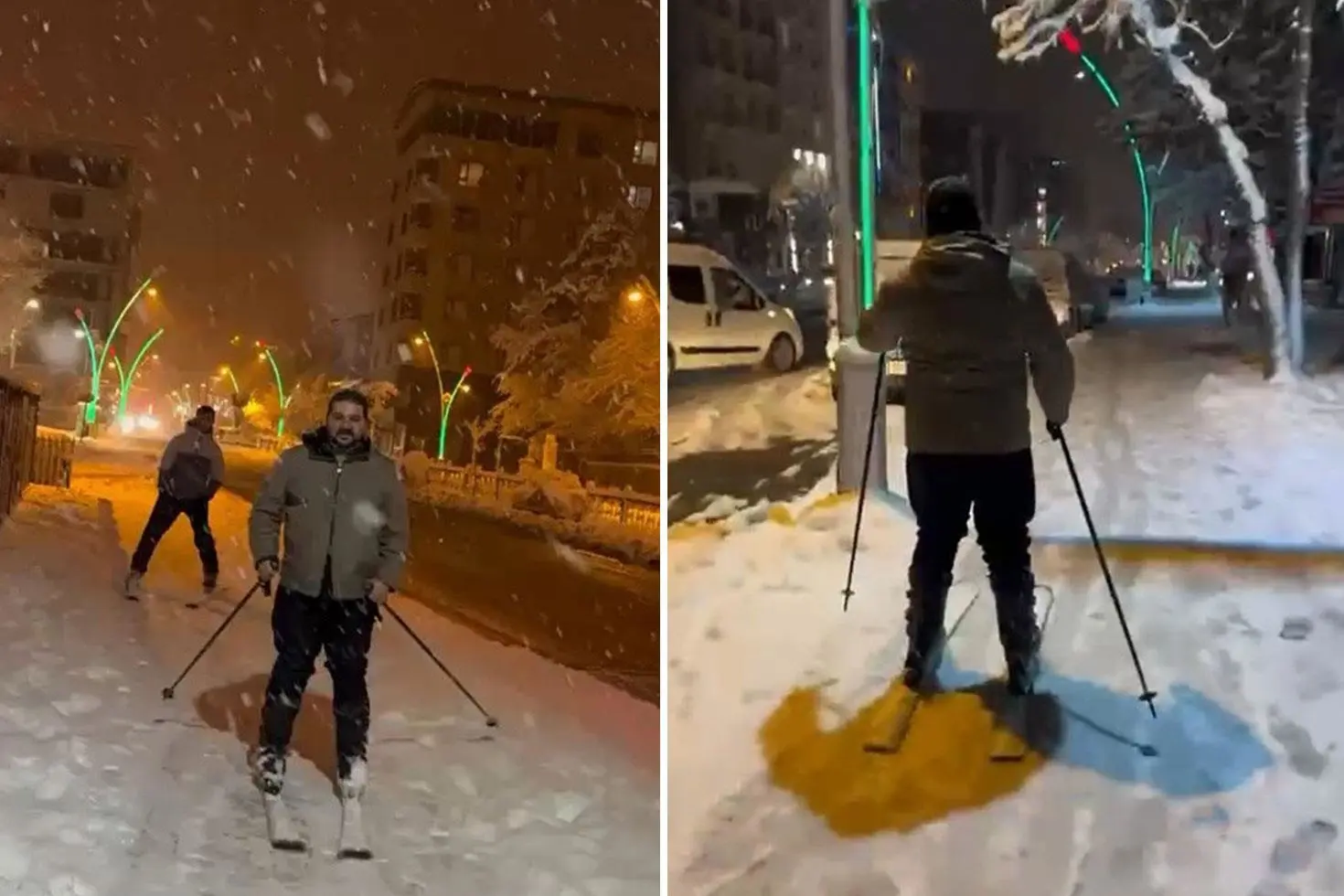 Görüntüler o ilin en işlek noktasından Beyaz çileyi eğlenceye dönüştürdüler
