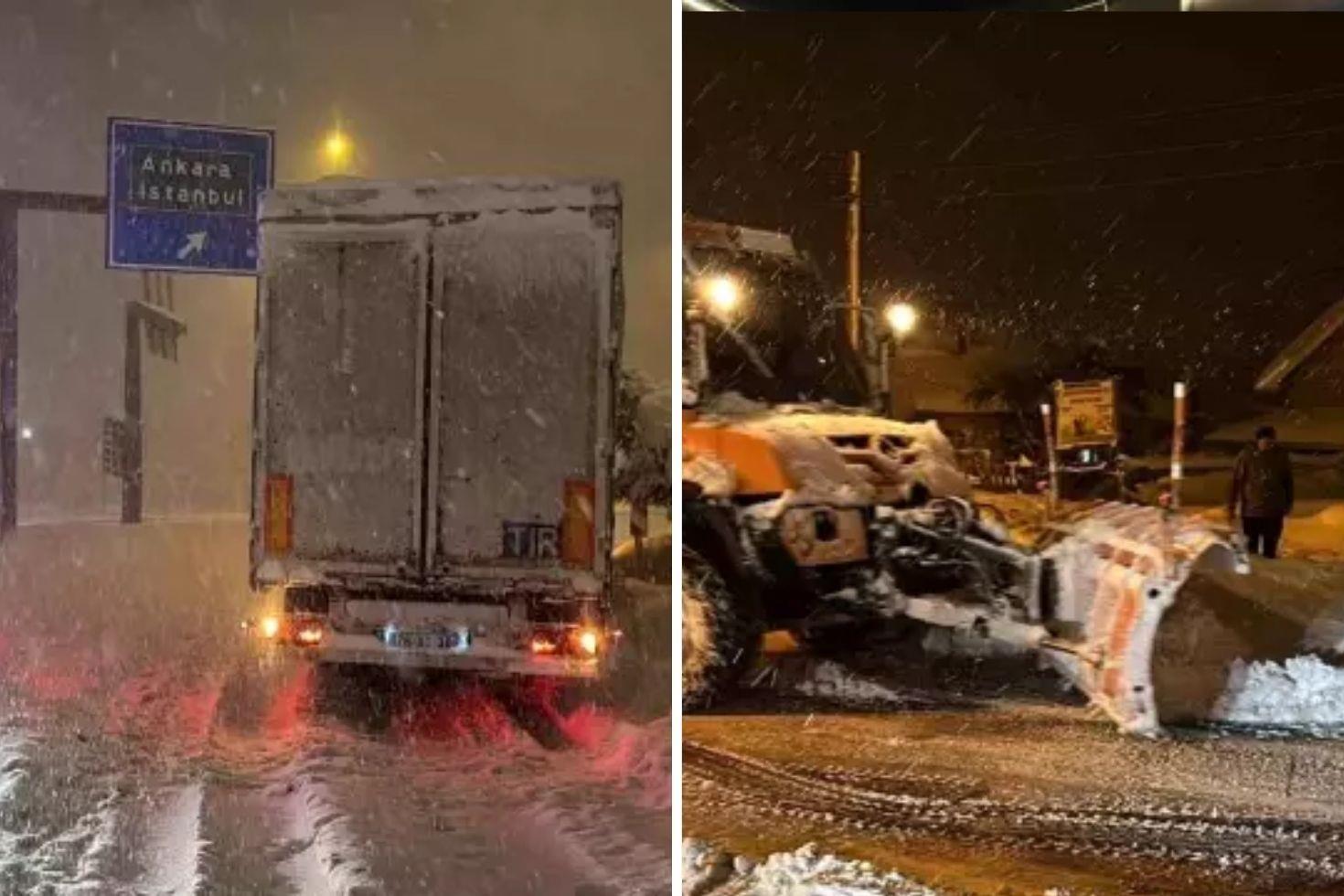 Kar kalınlığı 40 santimetreyi geçti, yol o araçlara kapatıldı