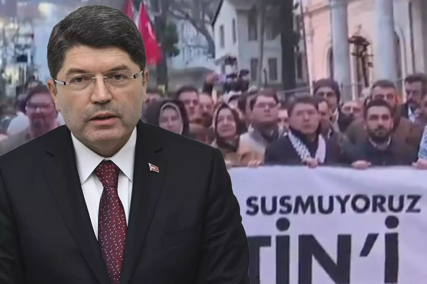 Adalet Bakanı Yılmaz Tunç da Filistin yürüyüşüne katıldı