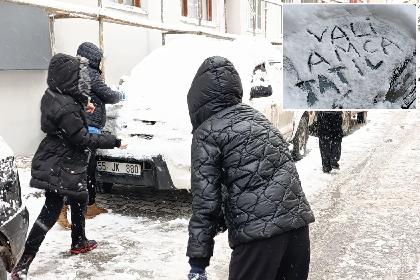 Şehirdeki çocuklar video çekti: Vali amca okulları tatil eder misiniz