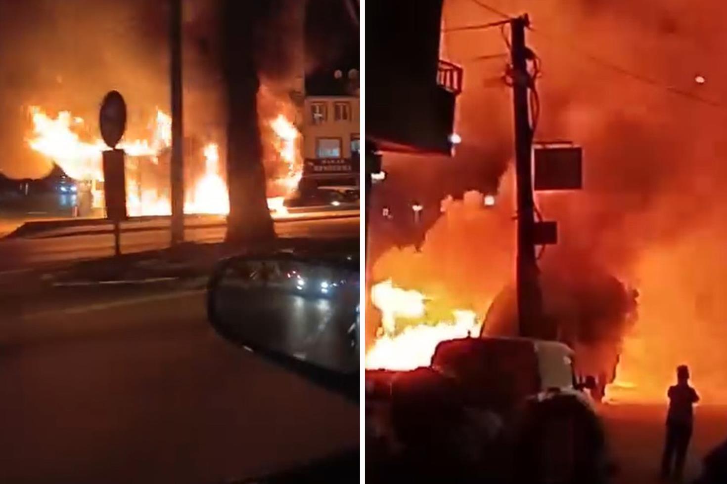 Barakada çıkan yangın park halindeki minibüs ile hafif ticari araca sıçradı