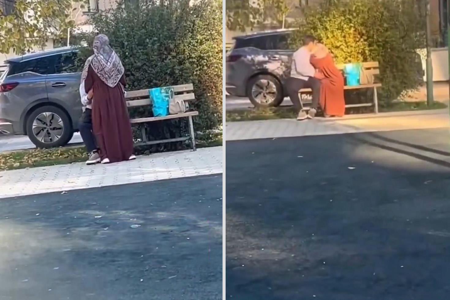 Sokak ortasında rezil görüntü Kimseye aldırış etmediler