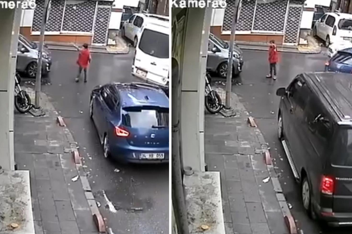 Bayrampaşa’da bir çocuğun ambulansa yol açmak için trafiği yönlendirmesi kamerada