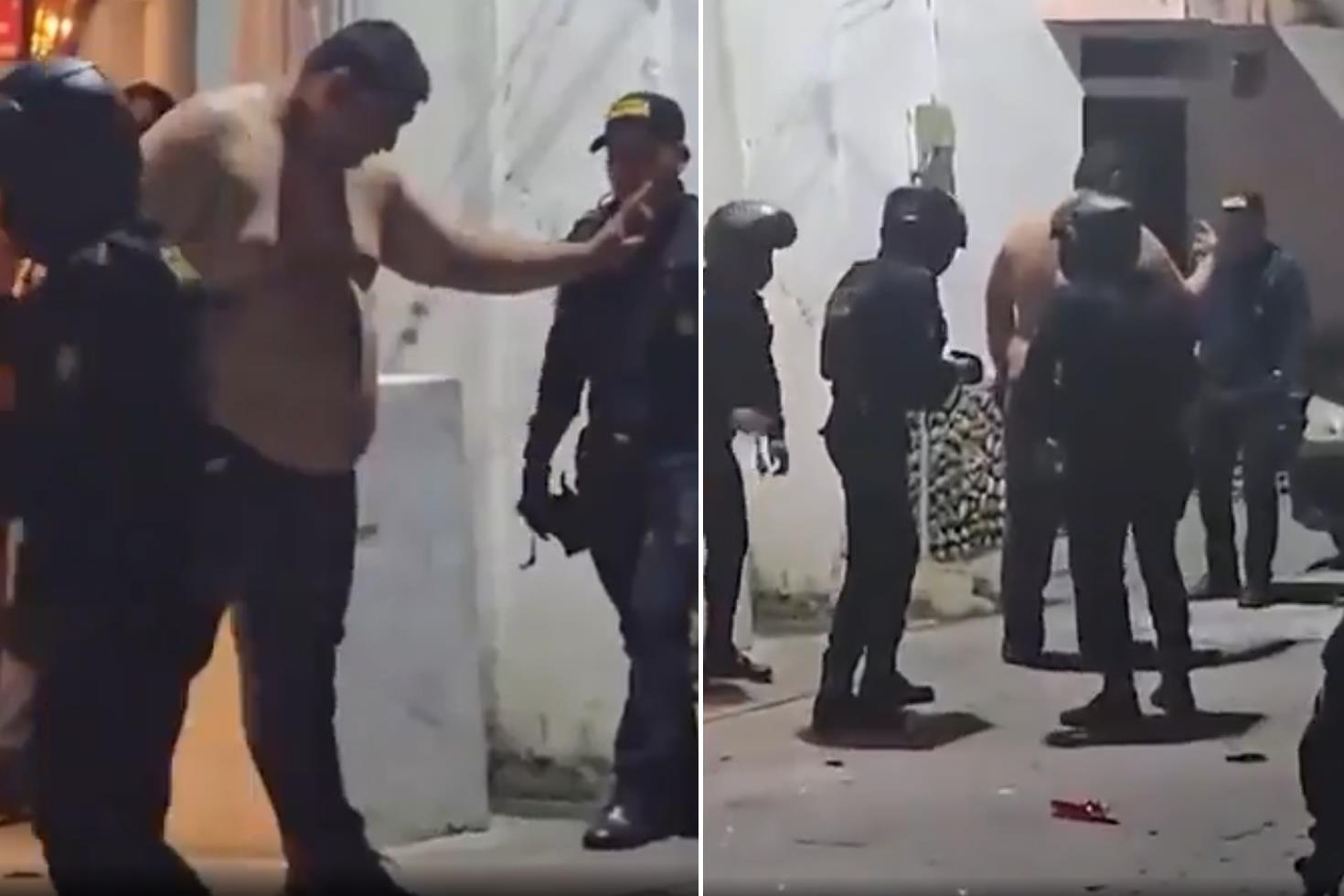 Çevredekilere saldıran şahsı, 9 polis güçlükle gözaltına aldı