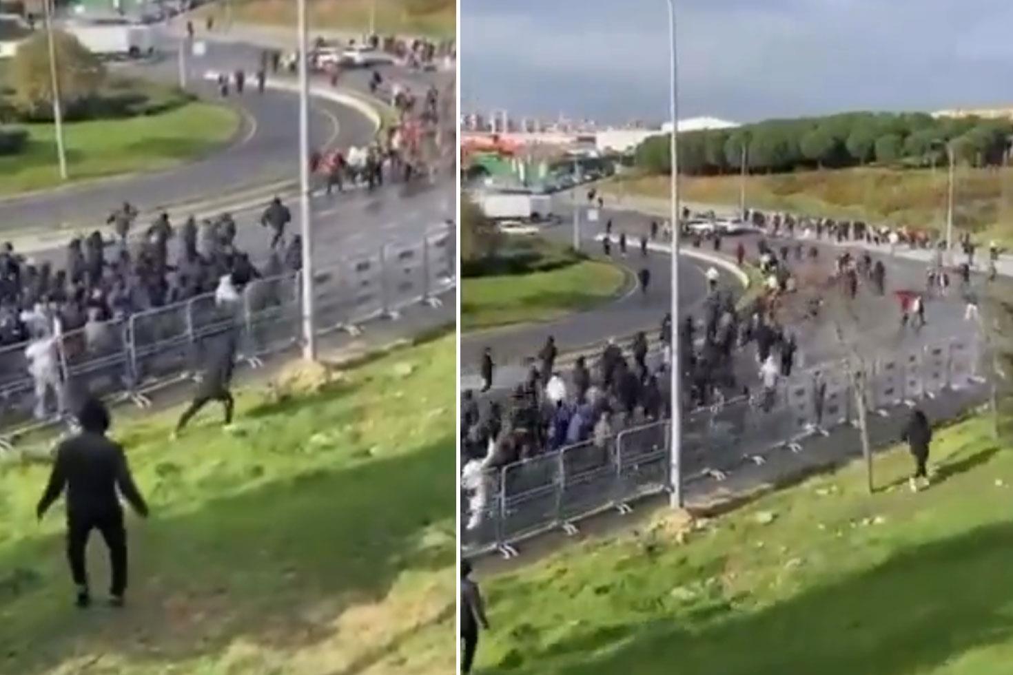 Süper Kupa finali öncesi Fenerbahçeli taraftarlar Galatasaraylıları kovaladı