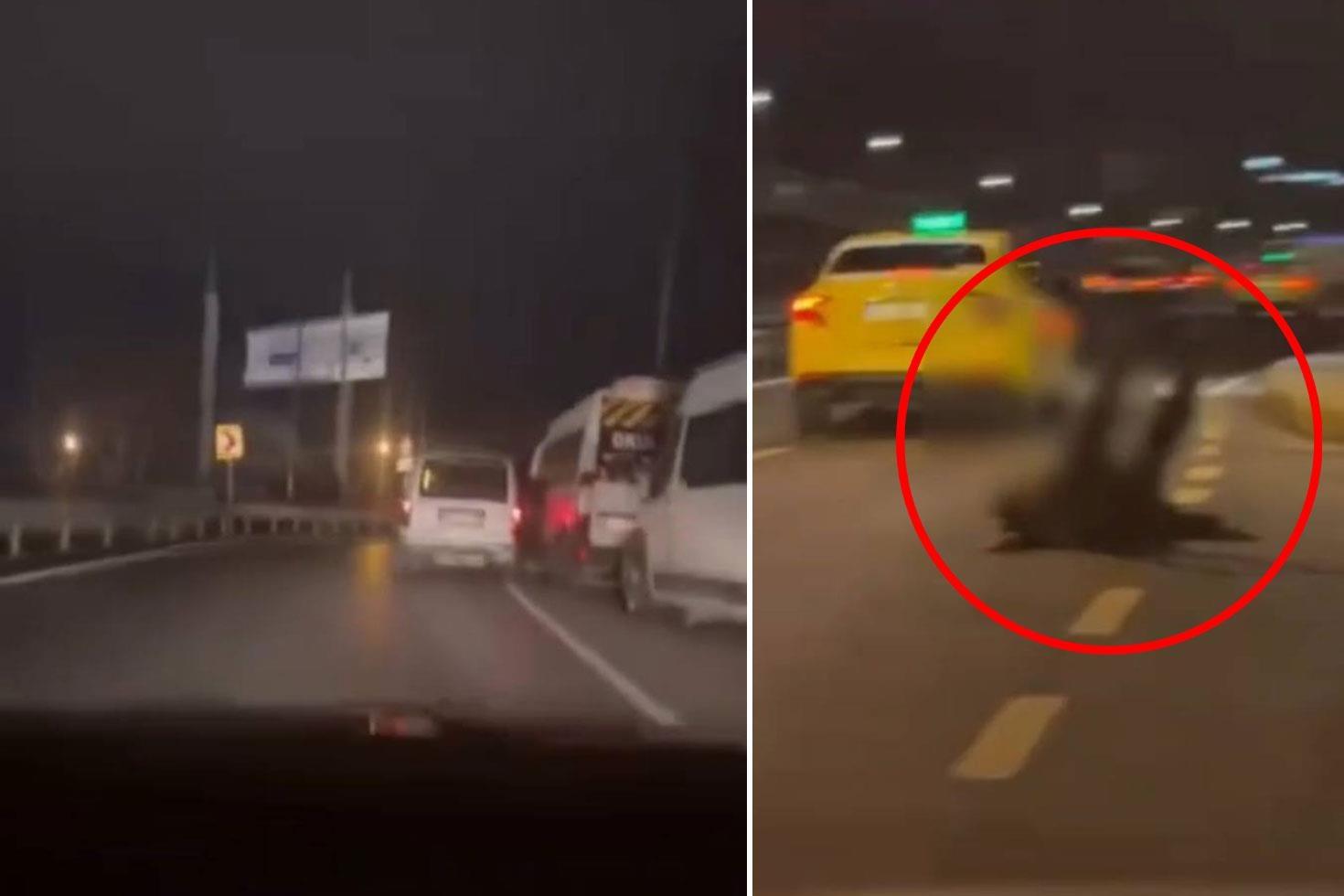 Esrarengiz anlar Park halindeki minibüslere çarpıp yere yığıldı