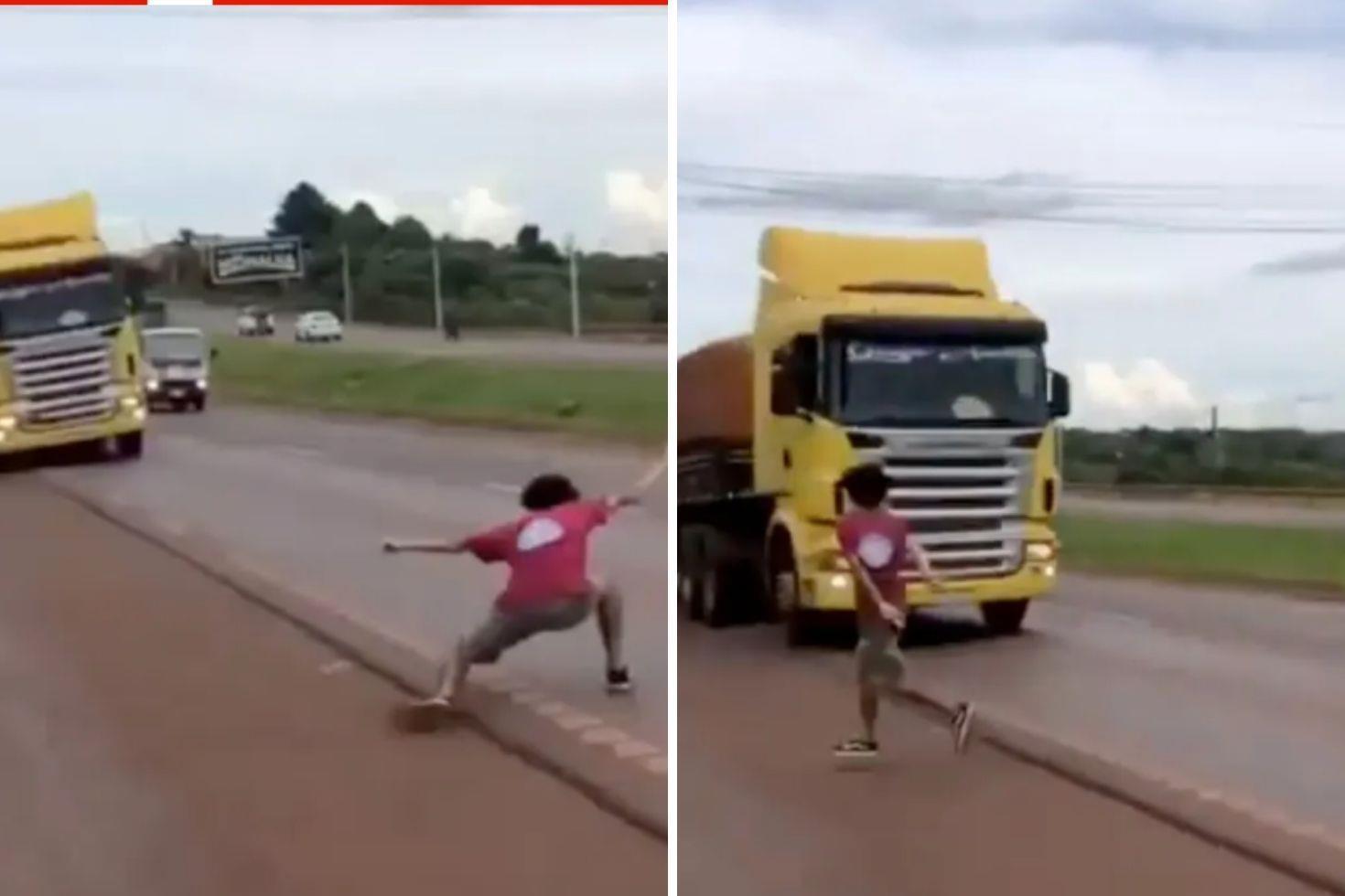 Ölümle kumar: 19 yaşındaki genç, hayatını hiçe sayarak TIR’la “chicken“ oynadı