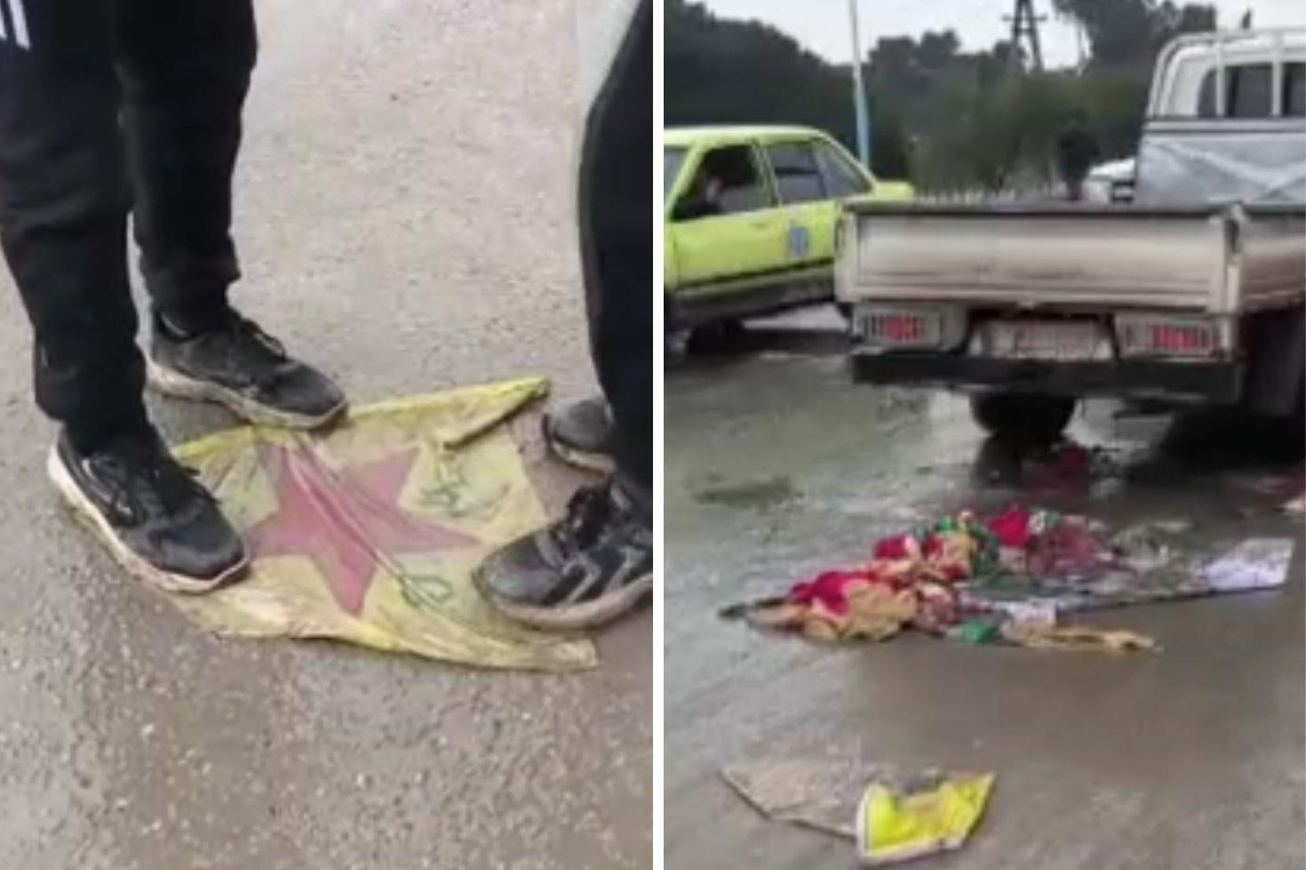 Suriye ordusu kontrolü sağladı Halk, terör örgütü bayraklarını parçaladı