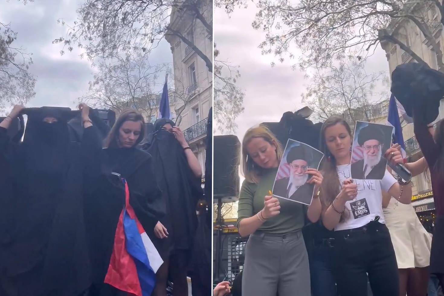 Parisli kadınlar İranlı hemcinsleri için soyundu