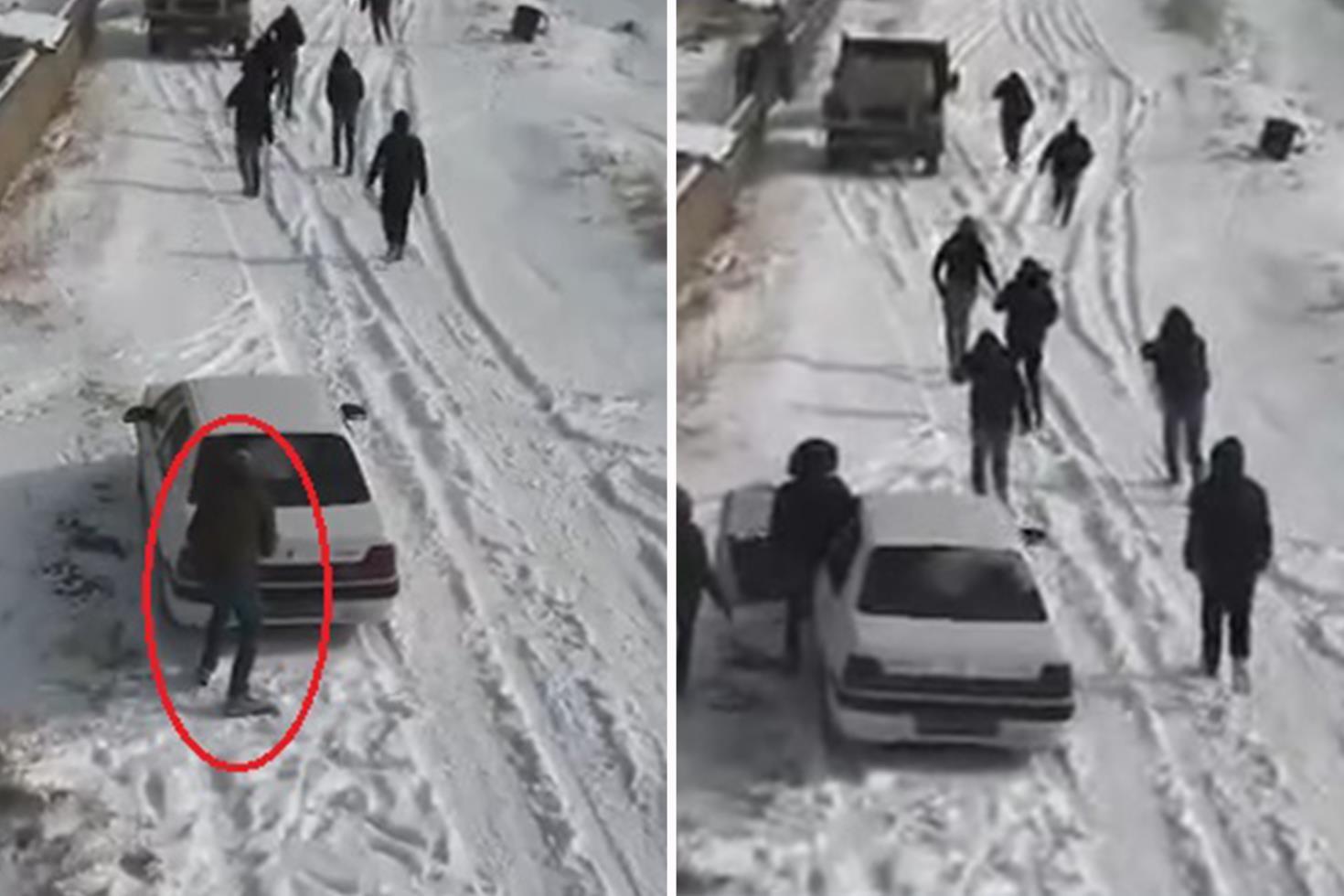 Köpek dövüştürenlerin dronu görüp kaçtığı anlar kamerada