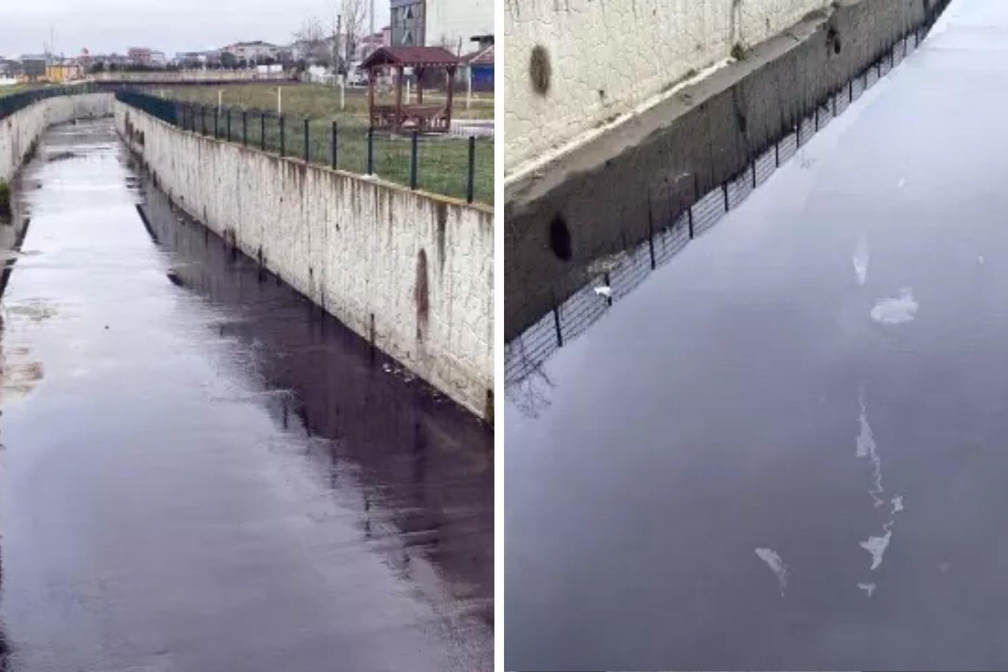 Görenler inanamadı Dere siyah akmaya başladı