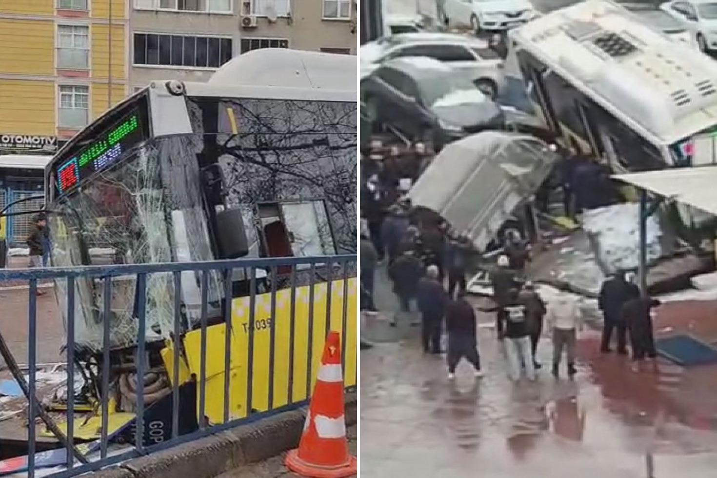 İETT otobüsü otoparka daldı