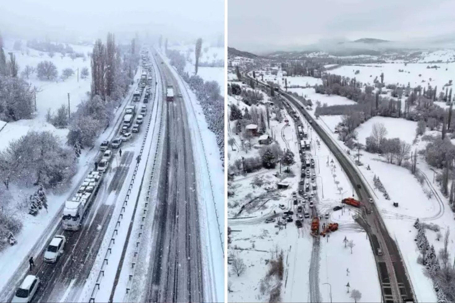 Kar kalınlığı 15 santimetreyi buldu, ulaşım felç oldu