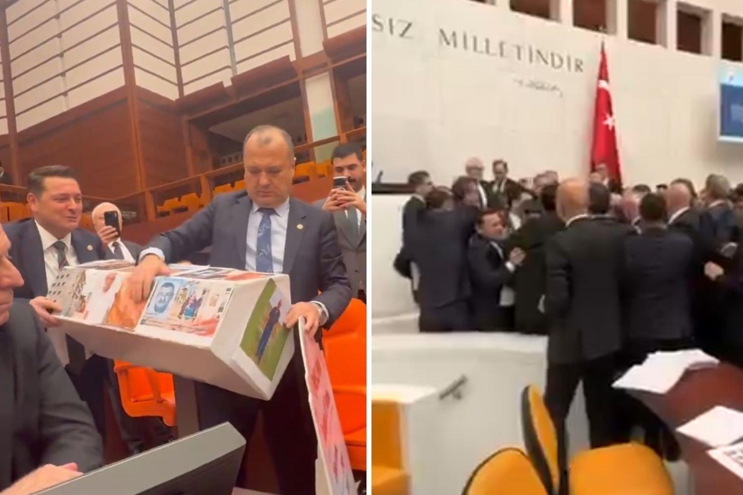 Mecliste tabut kavgası Vekiller birbirinin üzerine yürüdü