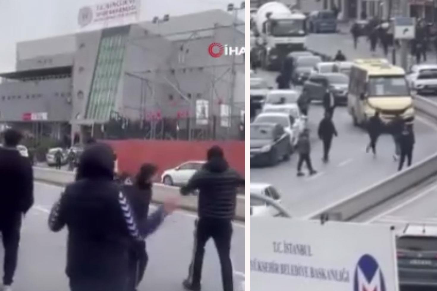 İstanbul’un göbeğinde olay Maç bitti, taş ve sopalar havada uçuştu