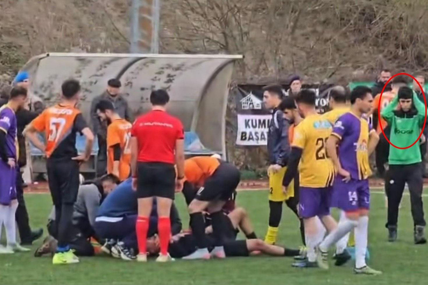 Amatör lig maçında korku dolu anlar Saniyelerle yarıştılar