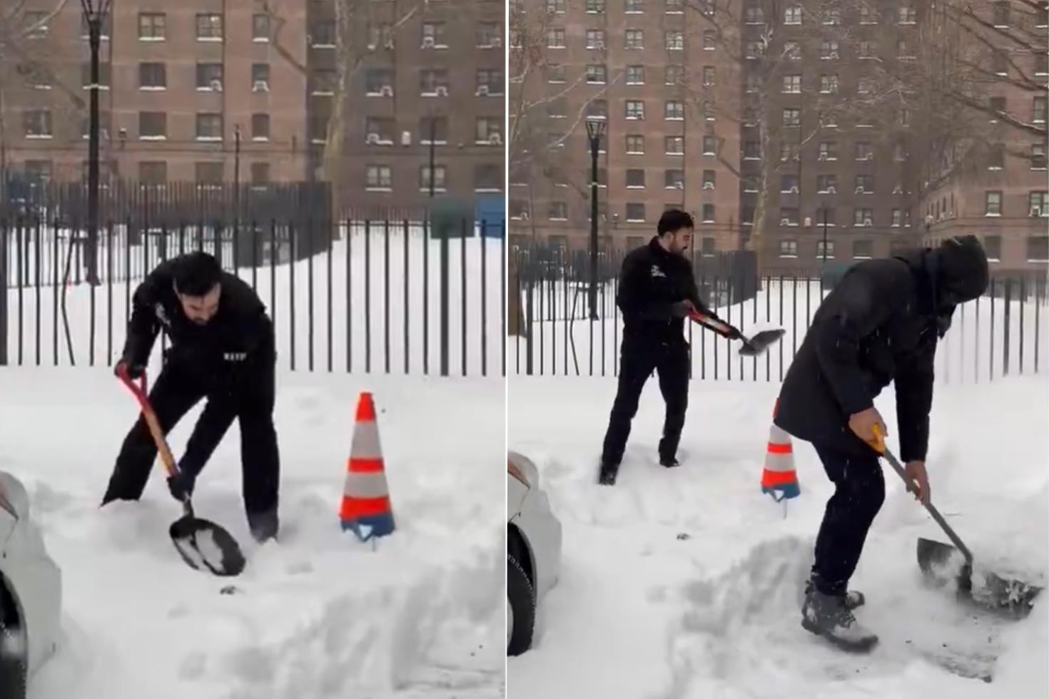 New York Belediye Başkanı Mamdani, kar küreme çalışmalarına katıldı