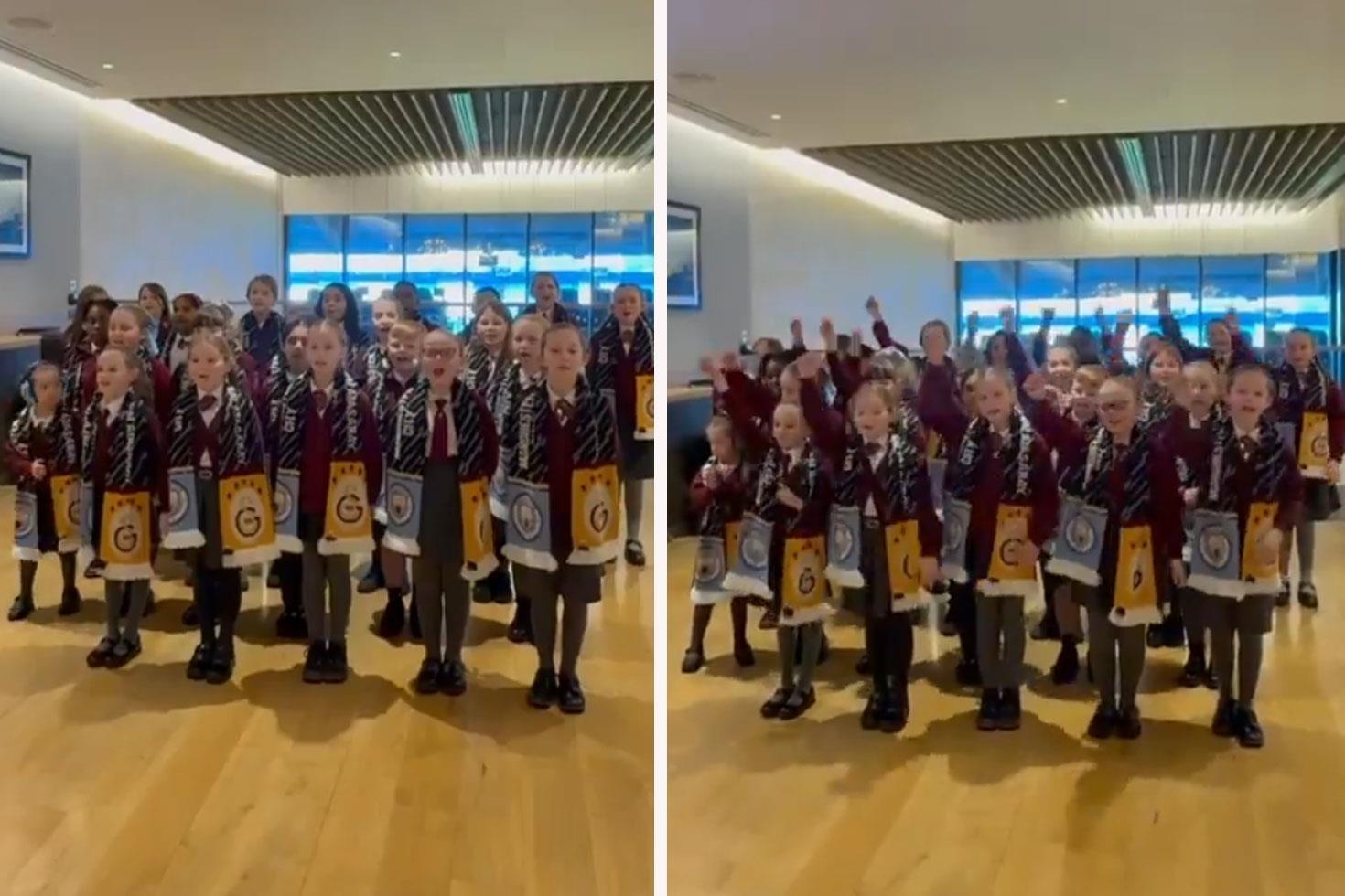 Manchester City’i destekleyen İngiliz çocuklar, Galatasaray marşı söyledi