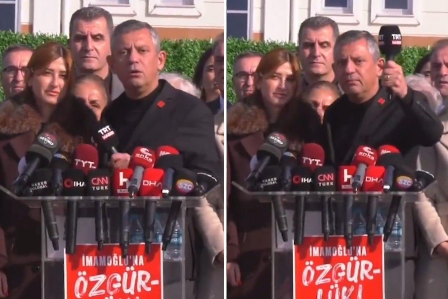 Özgür Özel mahkeme çıkışı öfkesine hakim olamadı TRT mikrofonunu alıp demediğini bırakmadı