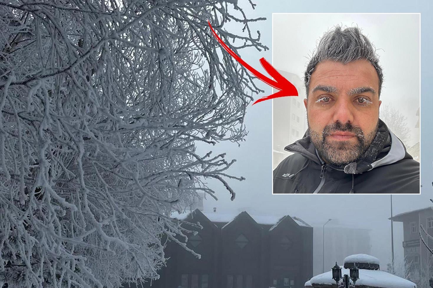 Kent buz kesti, dışarı çıkanların kaş ve kirpikleri donuyor