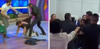 Canlı yayında konukları ve yayın ekibini dövdü