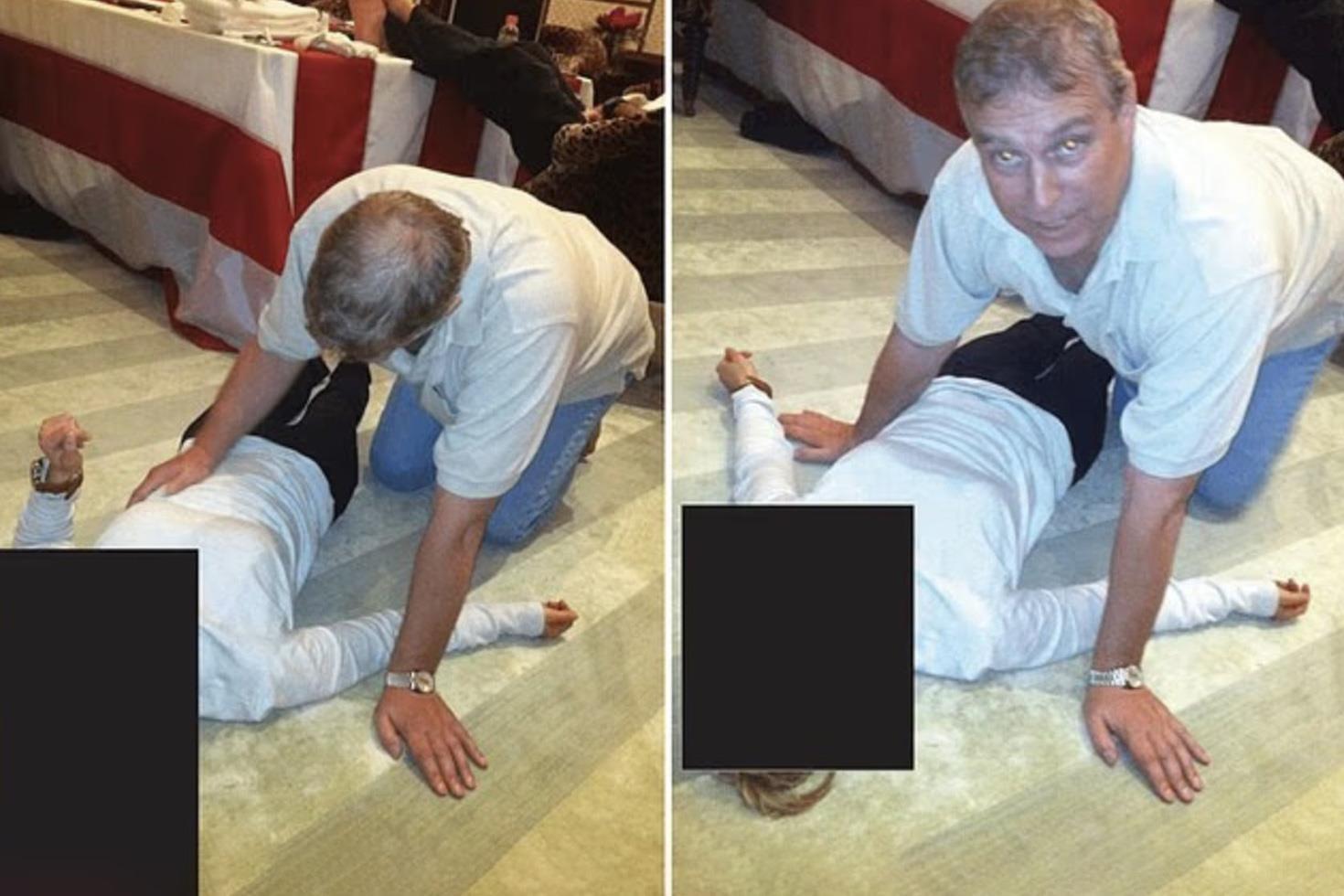 Yeni Epstein belgelerinde şok Prens Andrew detayı Yerdeki kadının üzerine eğilmiş