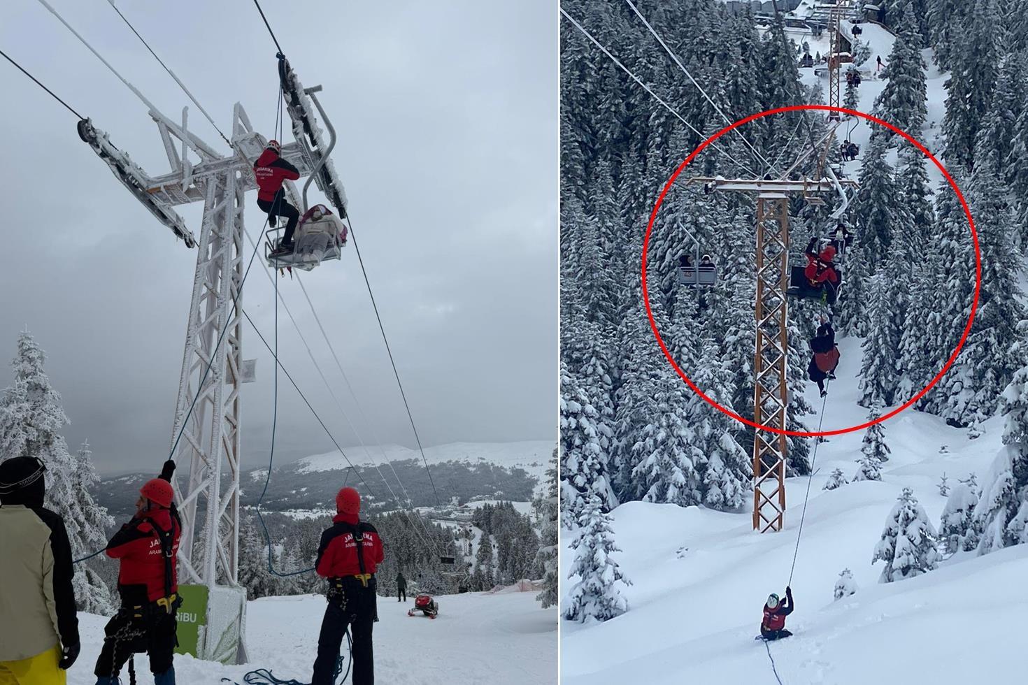 Uludağ’da 40 tatilci telesiyejde mahsur kaldı