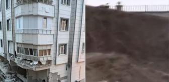 5 katlı binanın istinat duvarı böyle çöktü