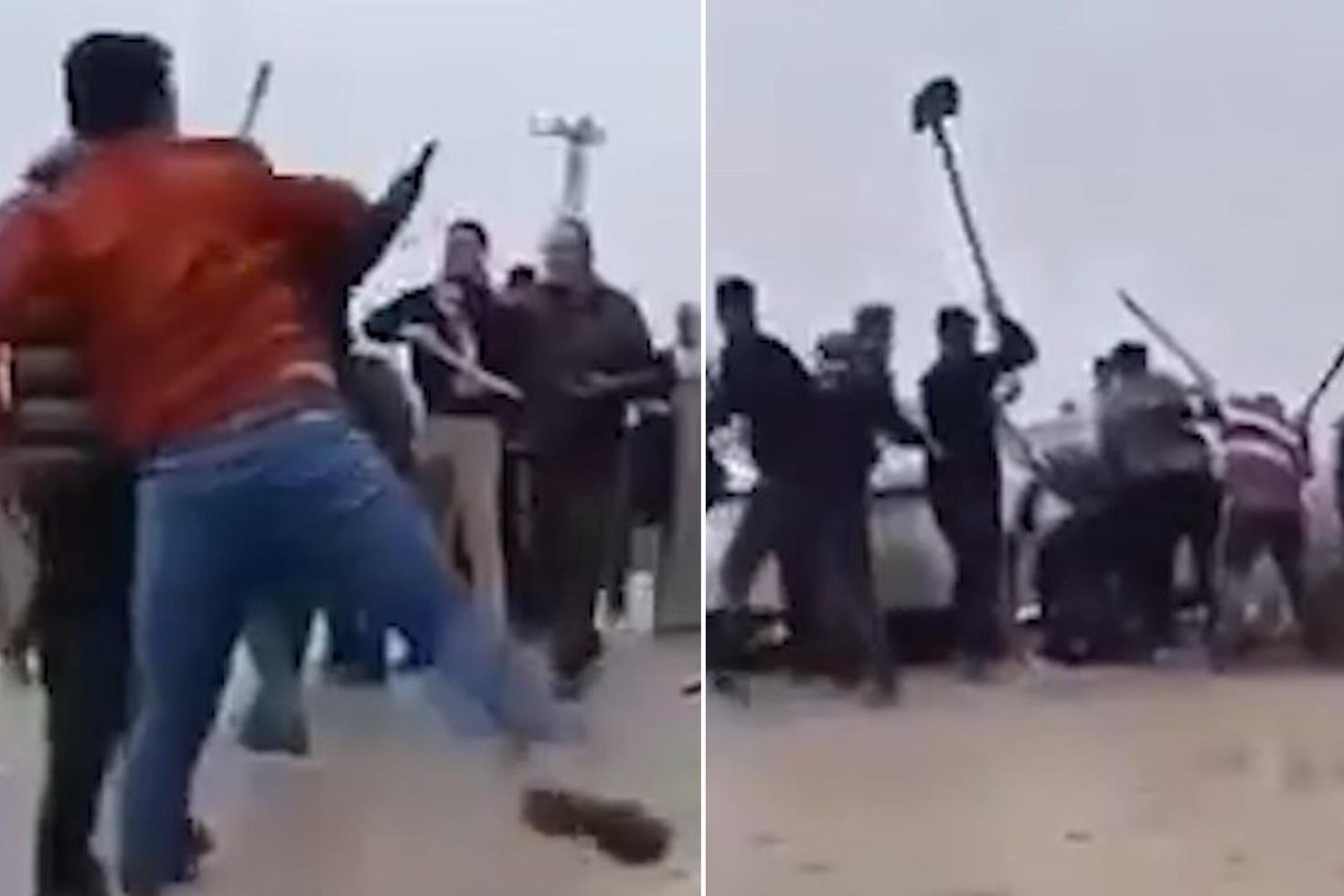 Meydan savaşı gibi Taş, sopa ve küreklerle saldırdılar