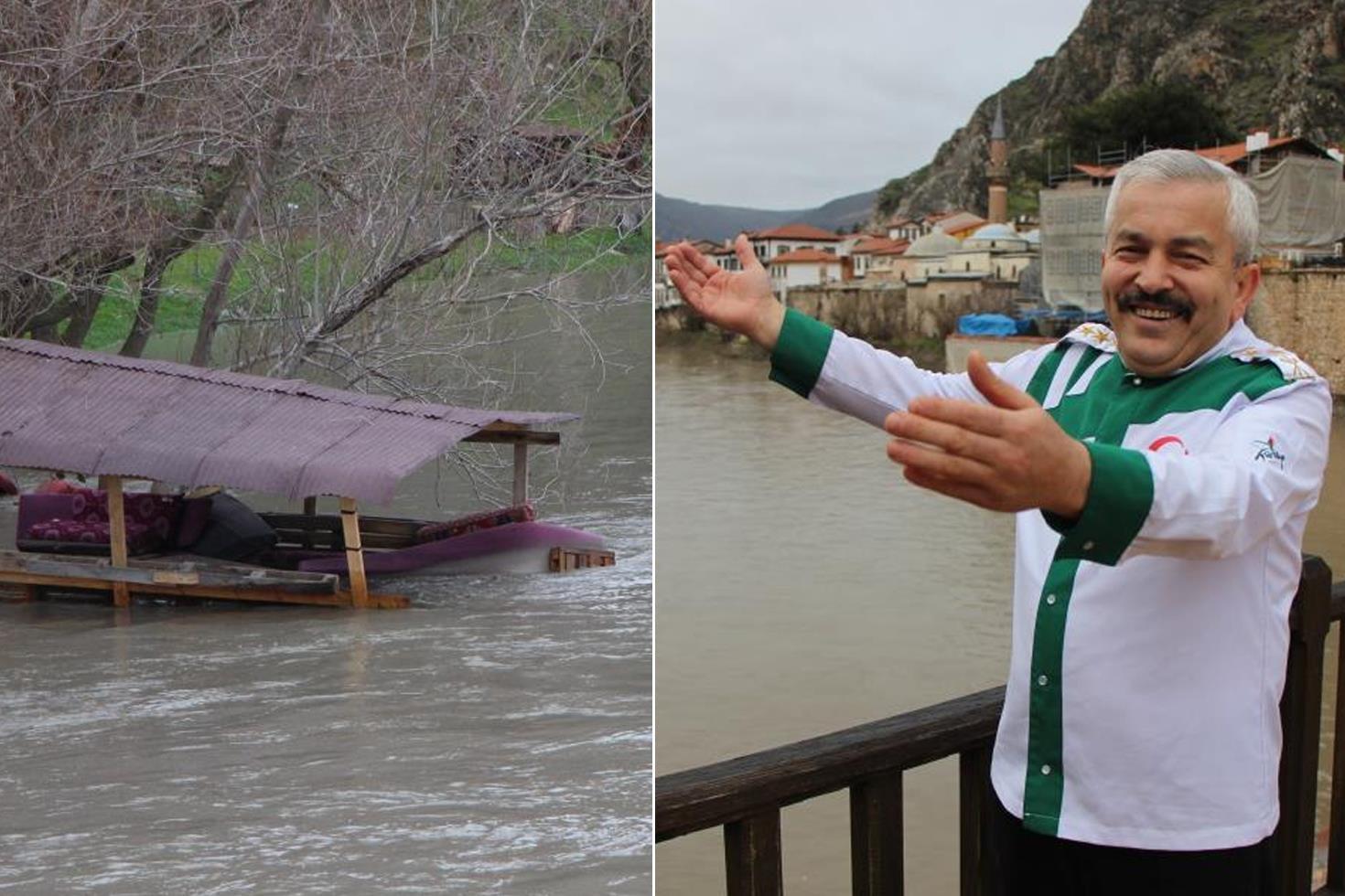 Amasya’da Yeşilırmak Nehri Taştı
