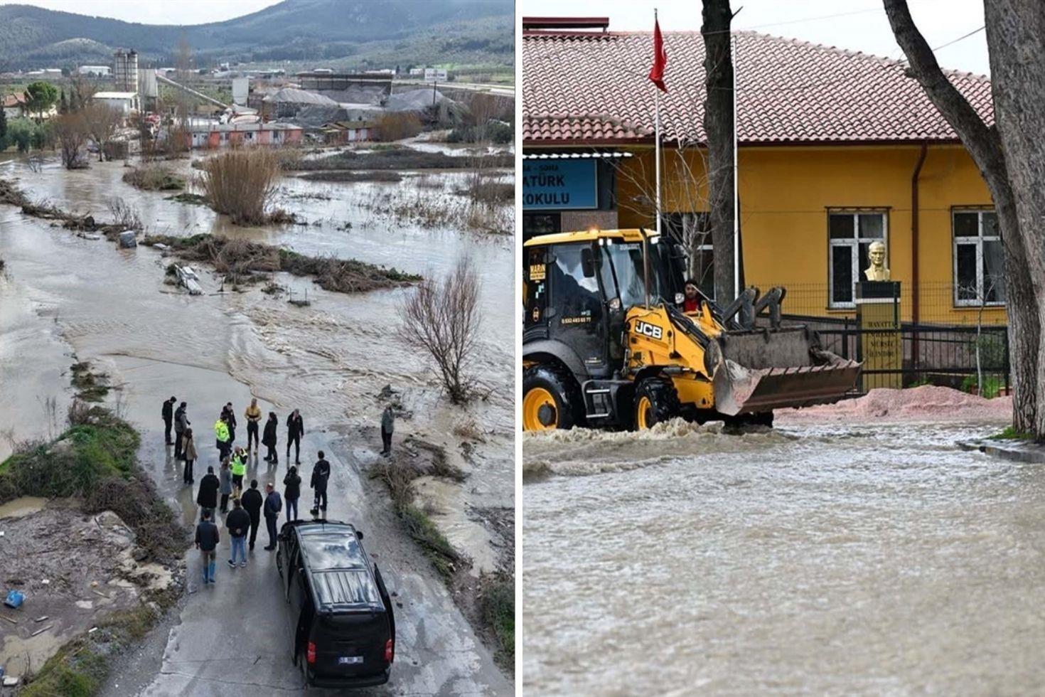 Manisa sağanak sonrası kabusu yaşadı Caddeler sular altında kaldı, öğrenciler tahliye edildi