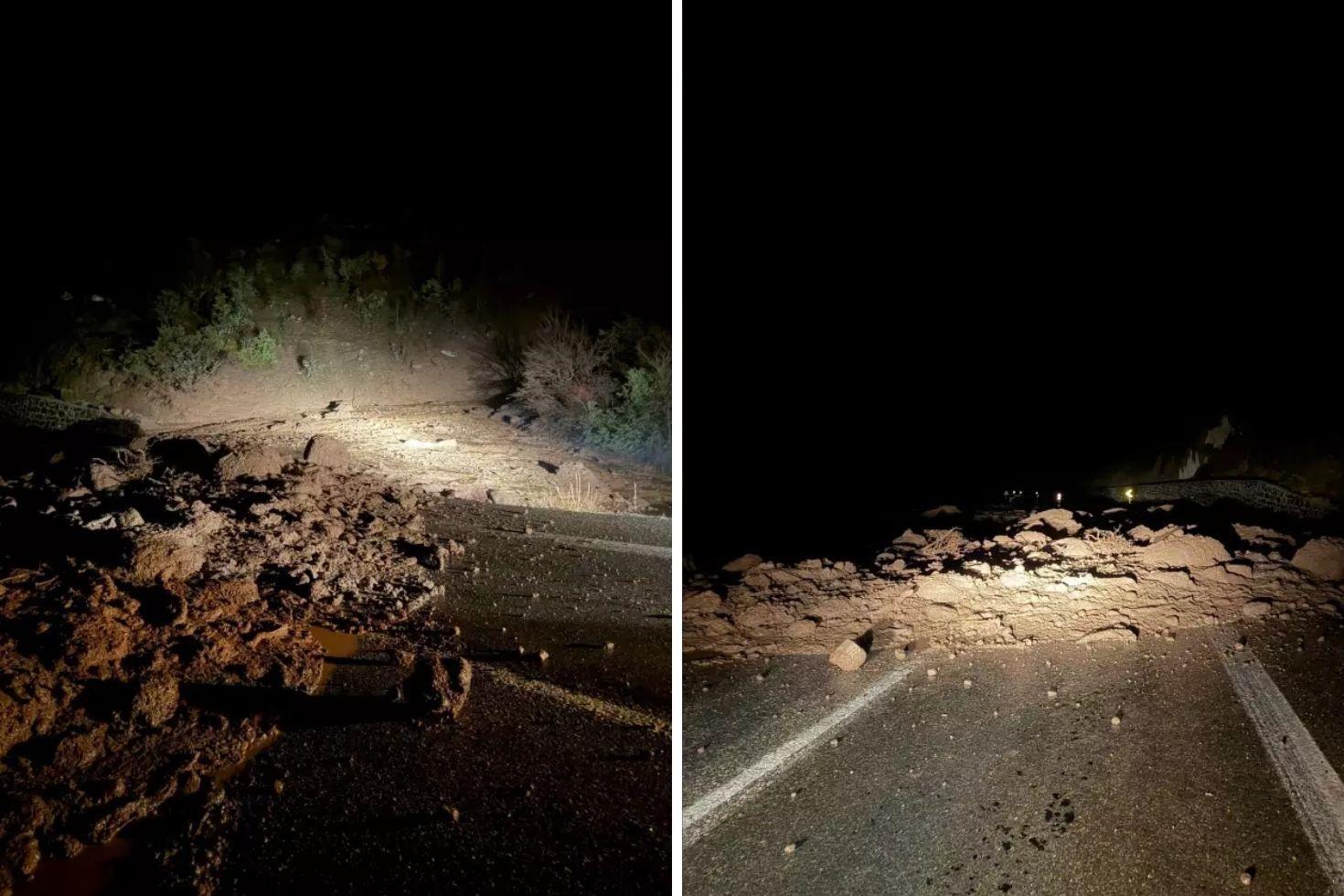 Bolu’da yağmur heyelana neden oldu, ilçe yolu ulaşıma kapandı