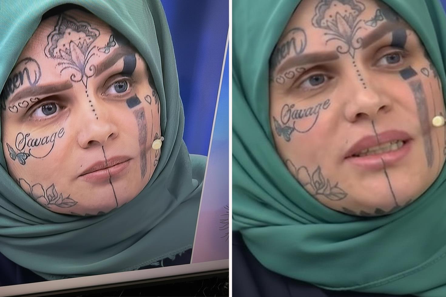 Dövmeleri, katıldığı programa damga vurdu