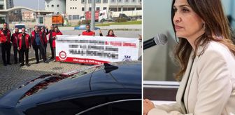 Bayramlaşmaya geldi, açılan pankartı görünce aracına binip kaçtı