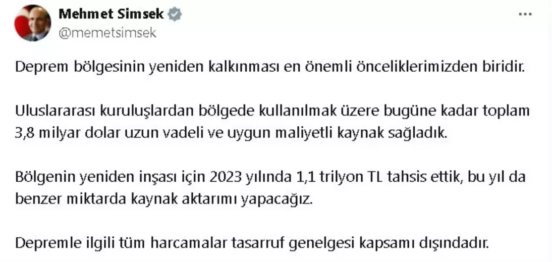 Deprem Bölgelerine 3,8 Milyar Dolar Kaynak Sağlandı