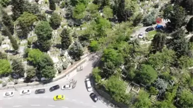 Anneler Günü'nde Mezarlıklardaki Yoğunluk Havadan Görüntülendi