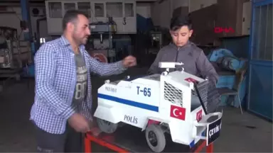 VAN Oğlunun proje ödevi için mini TOMA yaptı