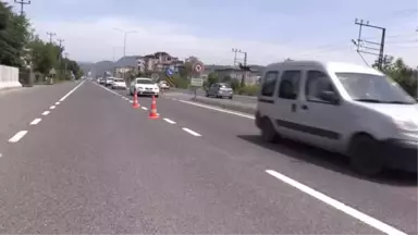 Karadeniz sahil yolunda bayram trafiği drone ile denetlendi