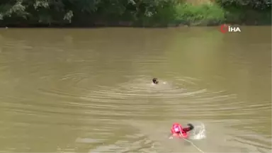 Sakarya Nehri'ne düşen vatandaşların kurtarılma anları nefes kesti