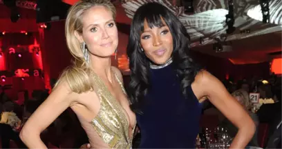 Manken Naomi Campbell ile Güzel Oyuncu Heidi Klum Öpüştü