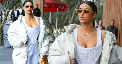 Kim Kardashian'ın Göğüsleri Sokak Ortasında Açıldı