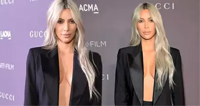 Kim Kardashian'dan Sınırları Zorlayan Kıyafet! Ceketinin İçine Hiçbir Şey Giymedi