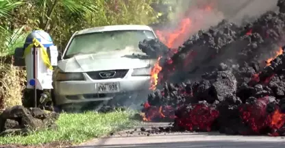 Hawaii'de Lavlar Otomobili Saniyeler İçinde Yuttu, O Anlar Anbean Görüntülendi