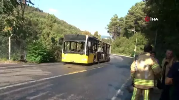 Beykoz'da İETT otobüsünün alev alev yandığı anlar kamerada