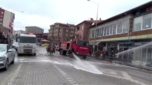 Ahlat'ta cadde ve sokaklar koronavirüse karşı ilaçlı suyla yıkandı