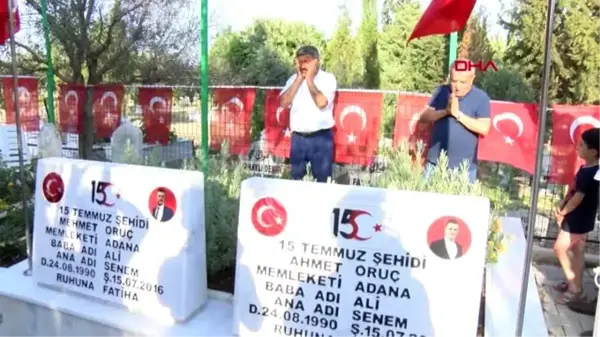 ADANA 15 Temmuz'da şehit edilen ikiz polisler, mezarları başında anıldı