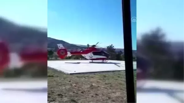 Üzerine televizyon düşen bebek, ambulans helikopterle Ankara'ya sevk edildi